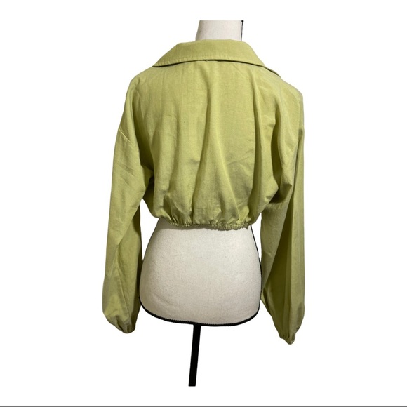 Lelis womens wrap style long sleeve crop shirts light green set size small - Picture 5 of 12